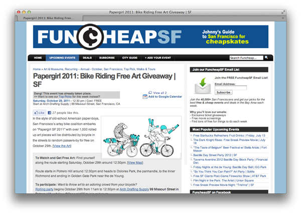 Fun & Cheap article about Papergirl SF