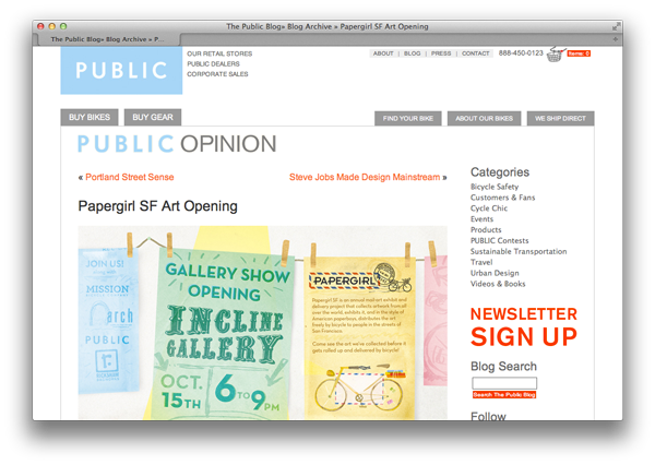 Public Bikes article about Papergirl SF